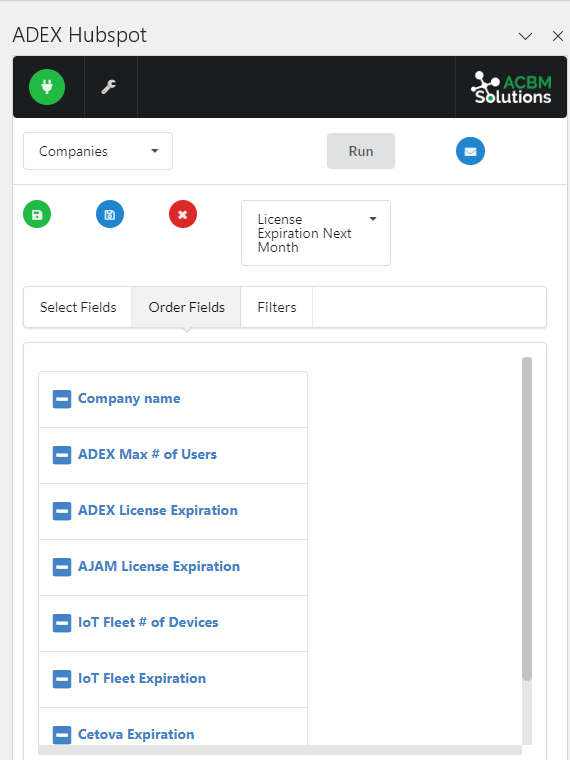 ADEX for HubSpot - Order Fields