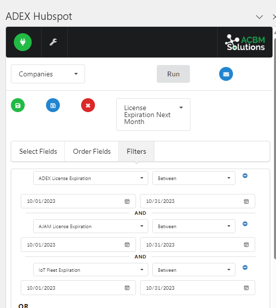 ADEX for HubSpot - Filter Fields